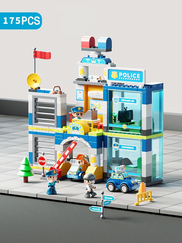 Large Building Blocks: Police & Fire Truck Toys, City Series STEM Learning for Toddlers Age 1-2 3-5, Gift for Boys Girls