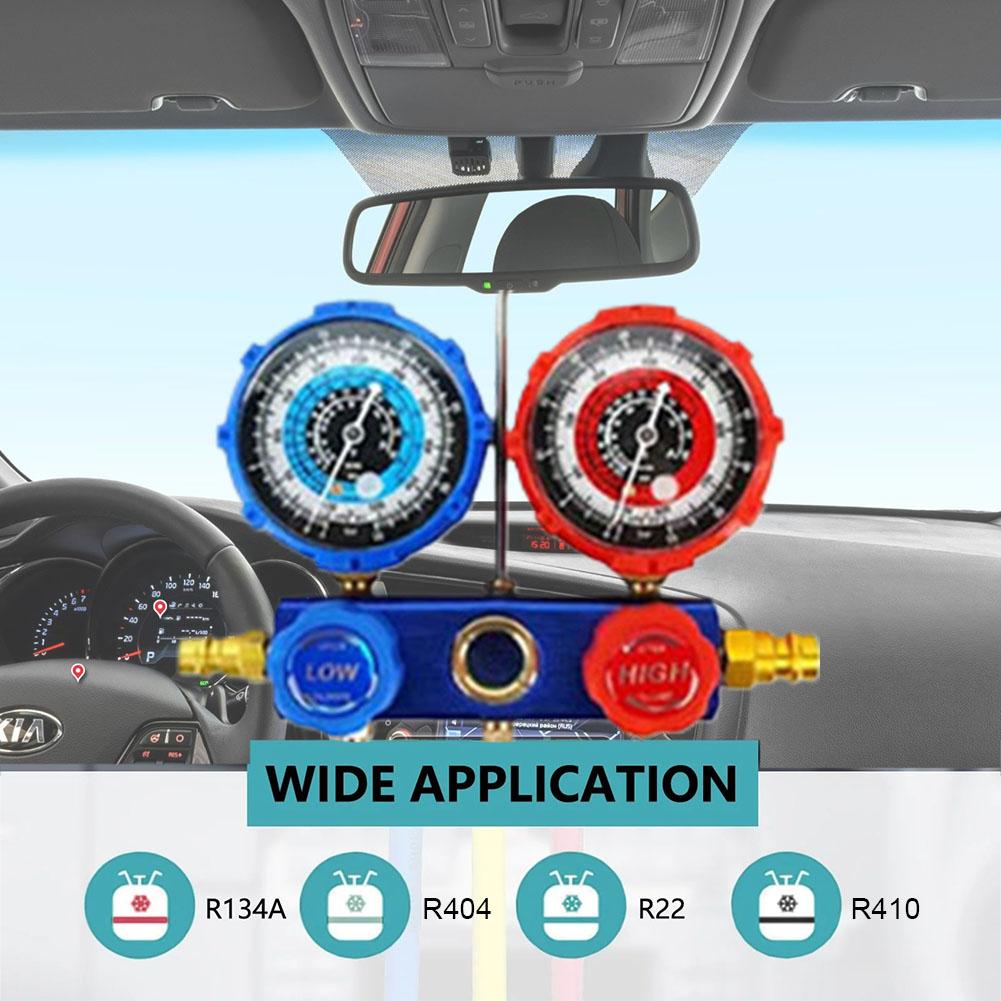 NEW Car Air Conditioning Pressure Manifold Gauge Hose Kit,R22 R-410A R-134a R-404A Refrigerant Pressure GaugeSet WithStorage Box
