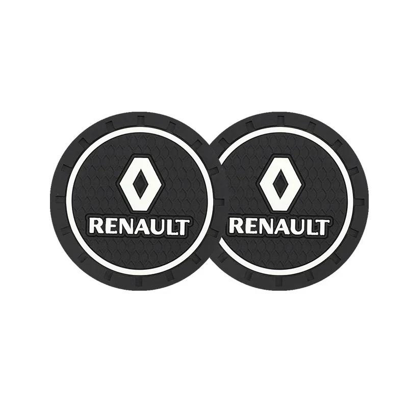 Hub Caps For Renault Koleos Captur Arkana Kadjar Megane Clio Scenic Logan Trafic Talisman 2Pcs Car Coaster Water Cup Mat Non-Sli
