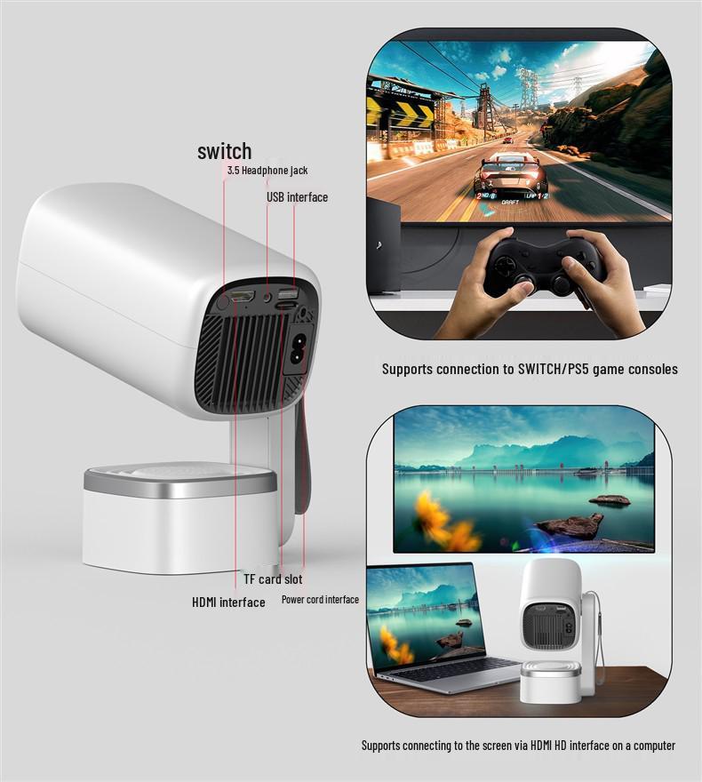 2026 German HD 4K Projector with Speaker for Home Theater and Outdoor Camping