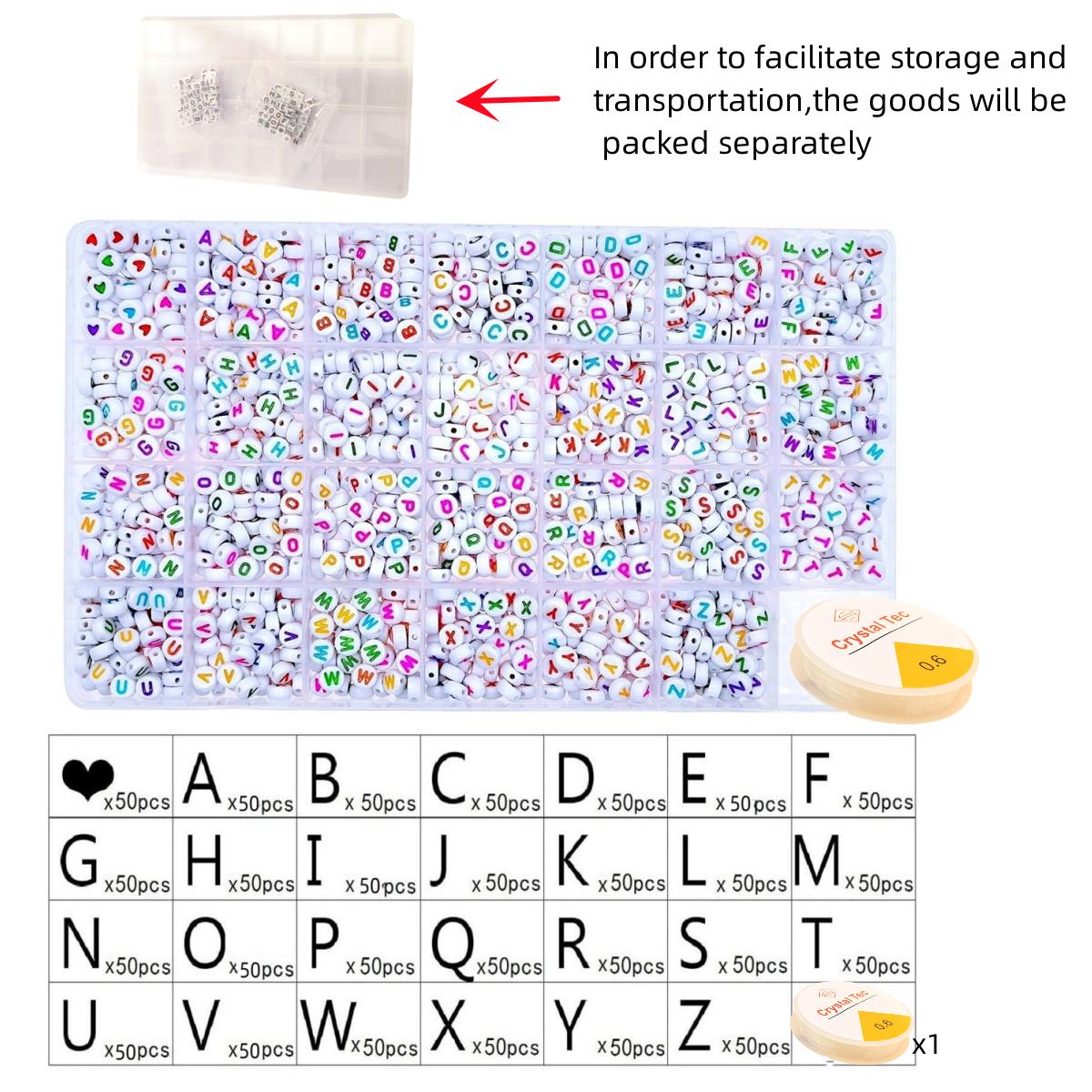 

1351 шт./набор сеток из акриловых бусин с 26 буквами, набор для самостоятельного изготовления ювелирных изделий, серег, ожерелий, аксессуаров, Materia 1351Pcs/Set разноцветный