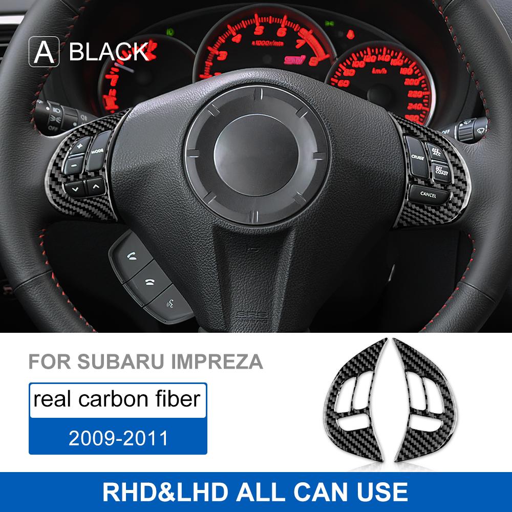 Real Soft Carbon Fiber Sticker For Subaru Impreza 2009 2010 2011 Car Steering Wheel Button Frame Interior Trim Accessories