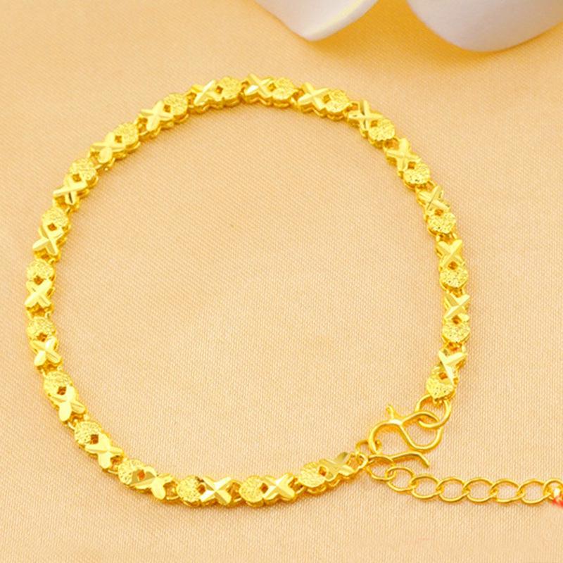Heart-Shaped Copper Gold-Plated Bracelet, Vietnamese Sand Gold, Fashionable Wedding/Bride Jewelry
