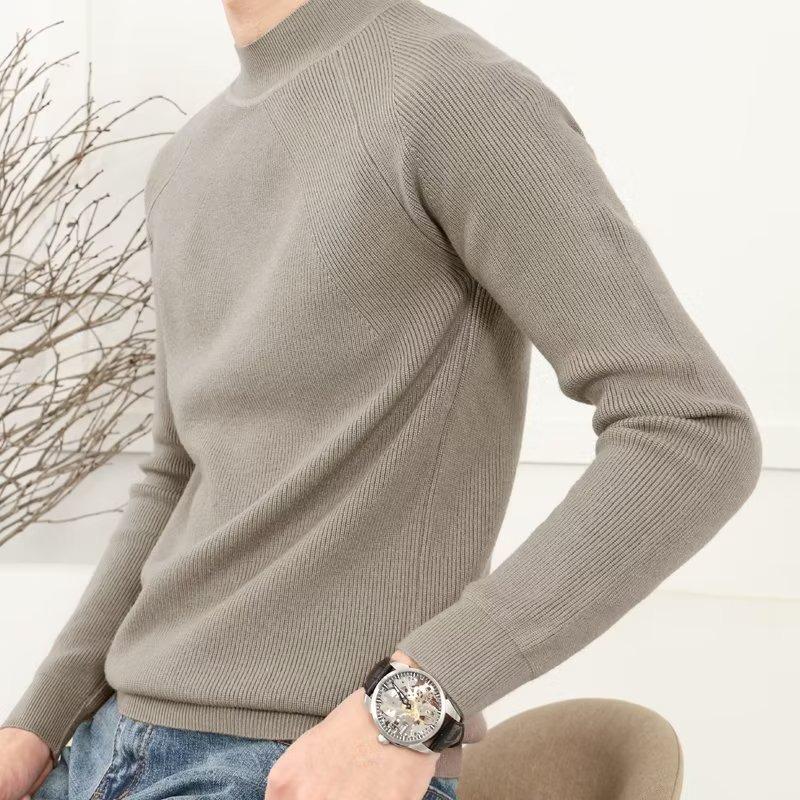 Irregular Tassel Solid Color Half Turtleneck Men's Sweater - Slim Fit, Warm, Trendy Style for Autumn and Winter