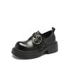 Genuine Leather Platform Leather Shoes Women's Shoes Early Spring New All-Match Double Buckle Loafers Mary Jane Shoes Pumps