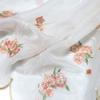 100*45cm Chinese Classical Style Panda Sakura Embroidery Fabric Chiffon DIY Antique Hanfu Stage Costumes Shirts Doll Cloth