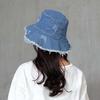 Retro Denim Bucket Hats Sunshade Sun Protection Basin Cap Cowboys Shabby Fisherman Hat  Men
