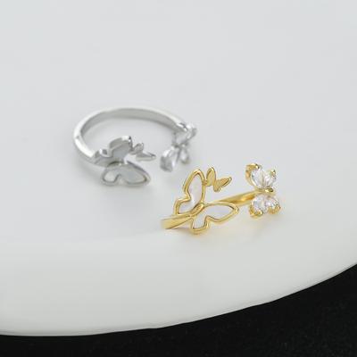 Adjustable Women's Ring Shell Butterfly Fashion Personality Simple Clean Ins Girl Summer Beach Vacation Jewelry Finger Ring Wedding Party Jewelry