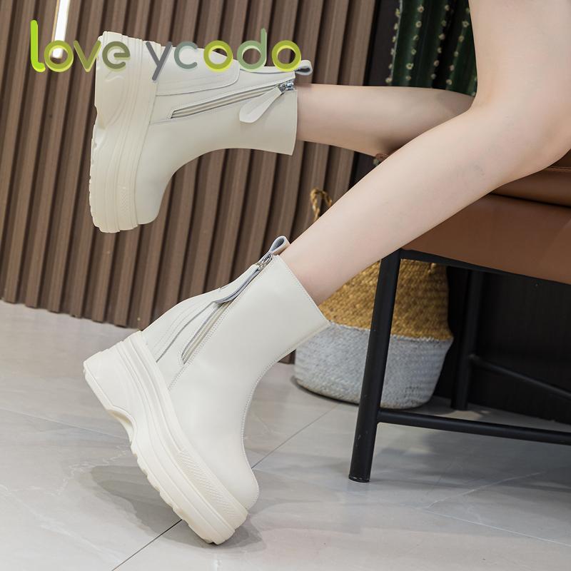 Damen-Booster-Stiefel aus Naturleder, bequeme und atmungsaktive Freizeitstiefel aus Leder für Damen