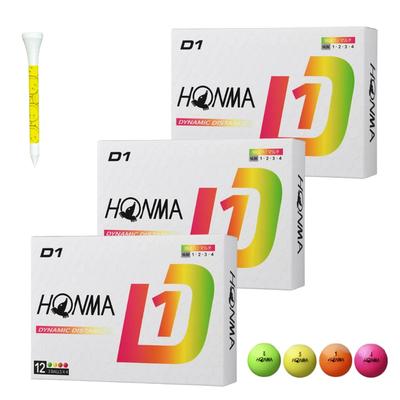 Honma Golf D1 Golf 2024 Multicolor Driver Fairly 36 with Printed Color Tees Balls, Model, BT2401, (Type Distance, Distance Excellent, Spin Low,