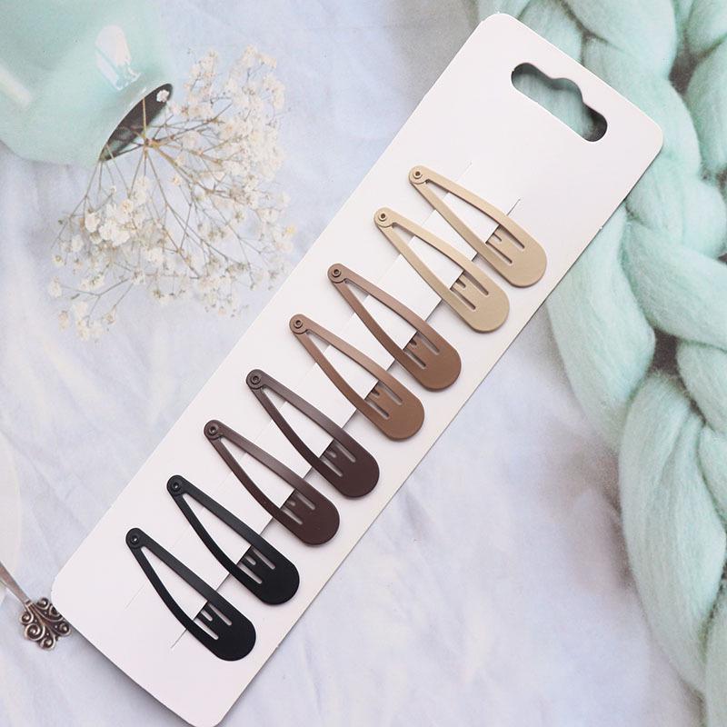 Korean-Japanese Coffee Color Matte BB Metal Wispy Bangs Hair Clip Set