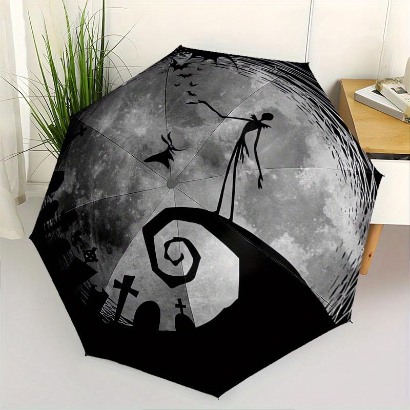 

Jack Skellington,Nightmare Before Christmas Automatic Umbrella - Tri-fold Portable Umbrella, Best Holiday Gift for Men and Women, Durable Ir