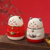 Pressed Design Lucky Cat Toothpick Box Dust-proof Toothpick Container Spring Festival