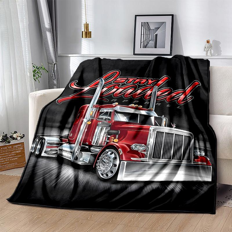 Truck Driver Flannel Blanket Soft Warm All-Season Throw, Design for Camping, Car Travel, Hiking Sofa, Bed, Office Perfect Gift for Parties