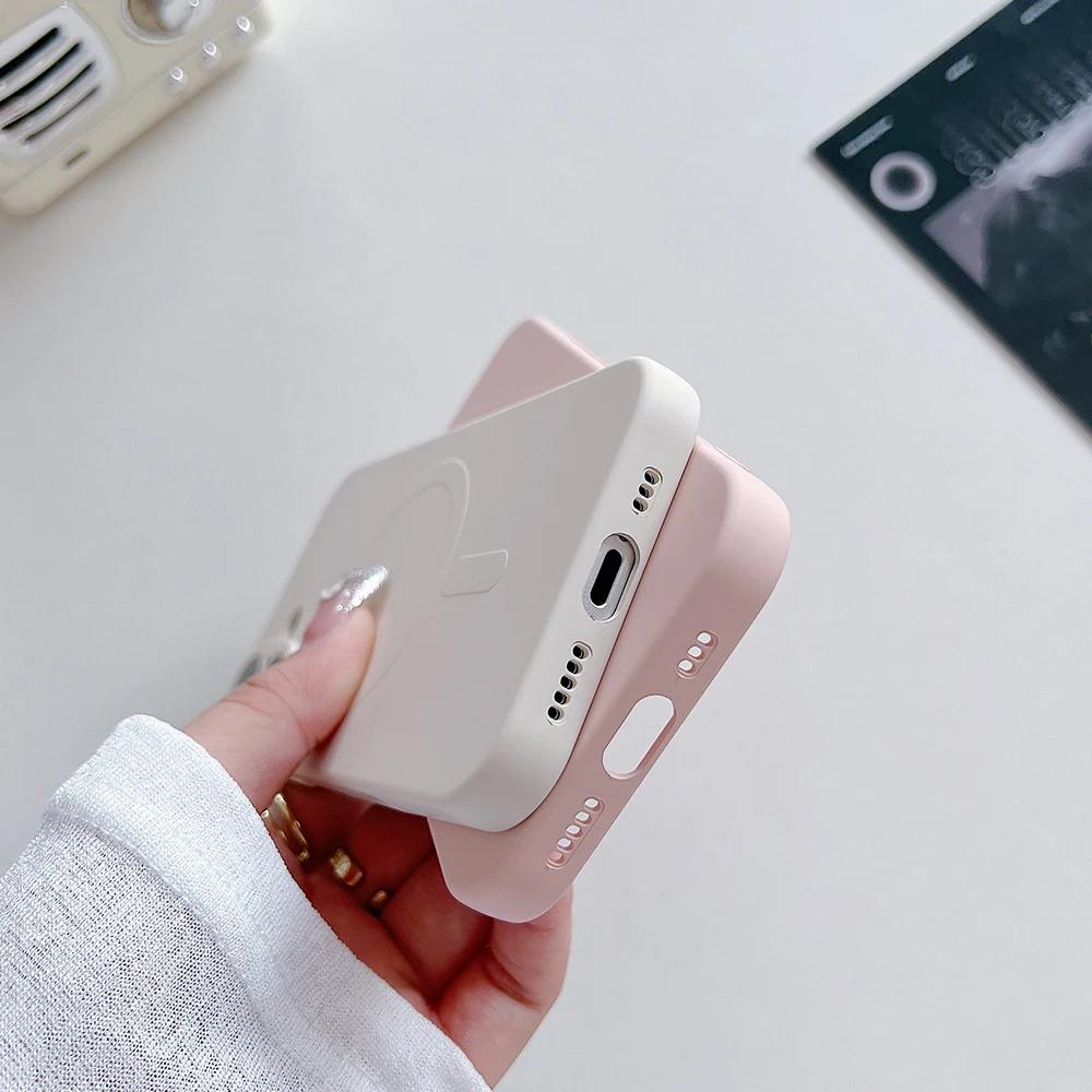 Titanium Gray Liquid silicon magnetic charging case for iPhone 16 15 14 13 12 11 Pro Max Plus full shockproof magsafe phone case