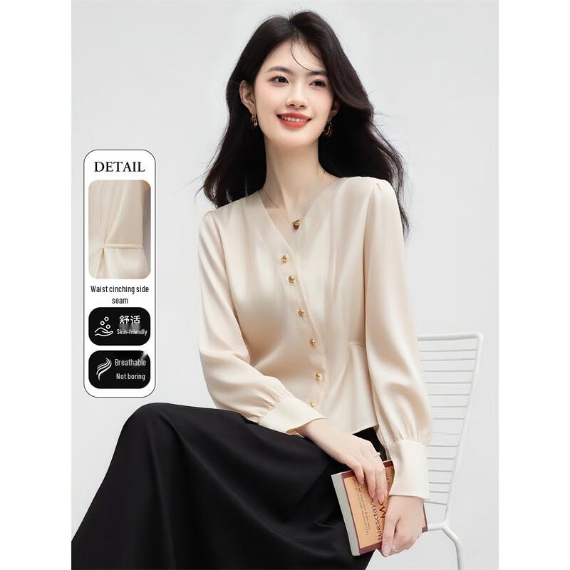 French Style V-Neck Long Sleeve Blouse XL