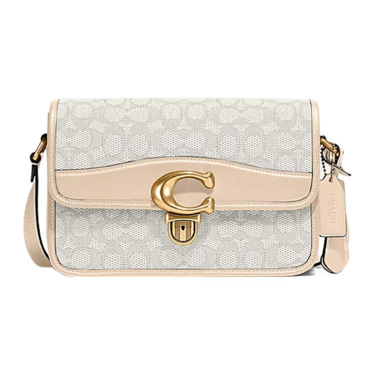 New COACH Studio Cow Leather With Textile Envelope Bag Shoulder Bags Women's Ivory White CJ253-B4UDK