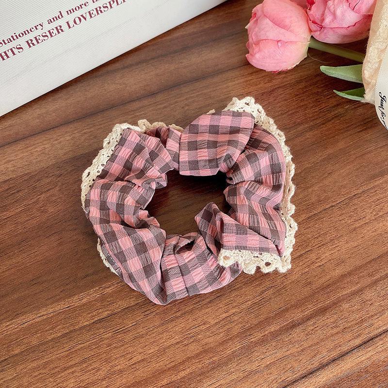 Blue Plaid Lace Hair Ribbon - Gentle On Hair, Cute Ballet Style for Girls
