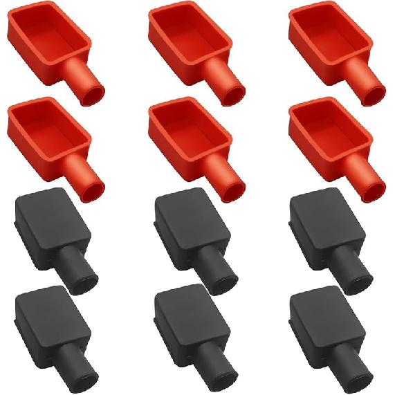 6Pcs Battery Terminal Cover, Battery Terminal Protector, Car Ulating Battery Cover, Soft Rubber Positive And Negative Poles Stud Covers Connector Top