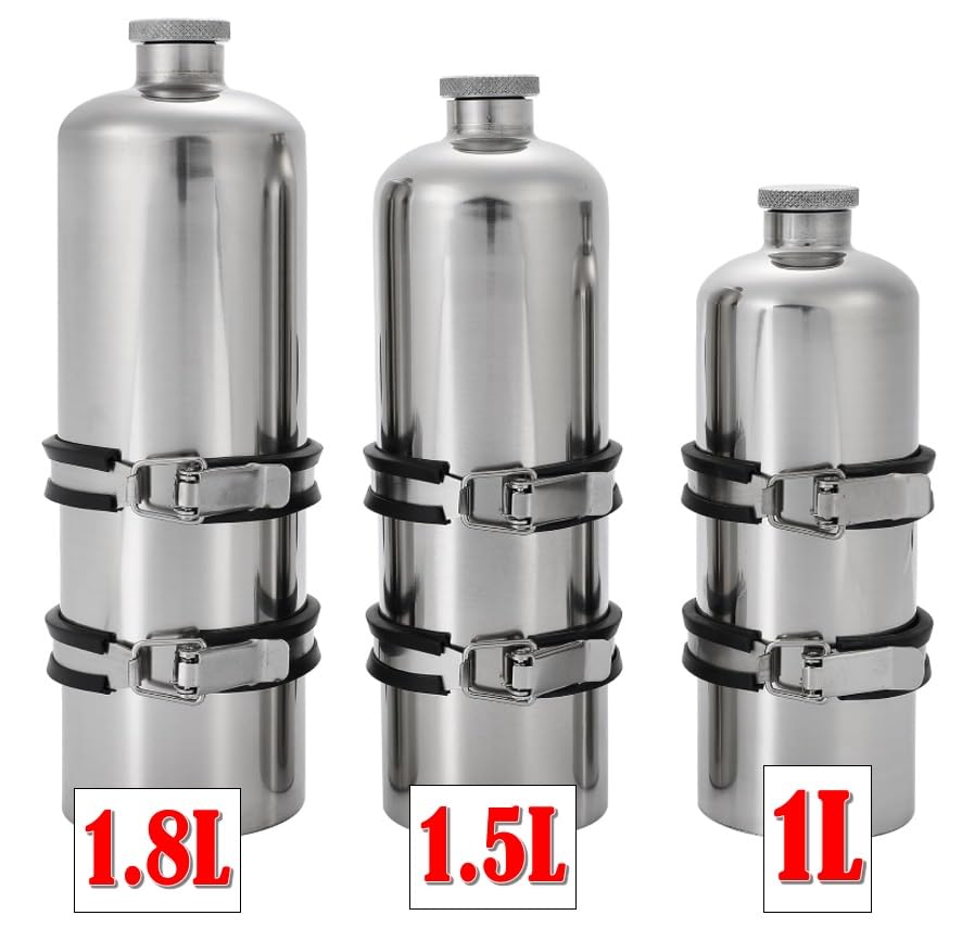 Canistră de urgență pentru motocicletă din oțel inoxidabil de rezervă Include bandă de montare și rezervor cu montaj universal, Oțel, Portabil, Rezervor, Garnitură, (1,5L)