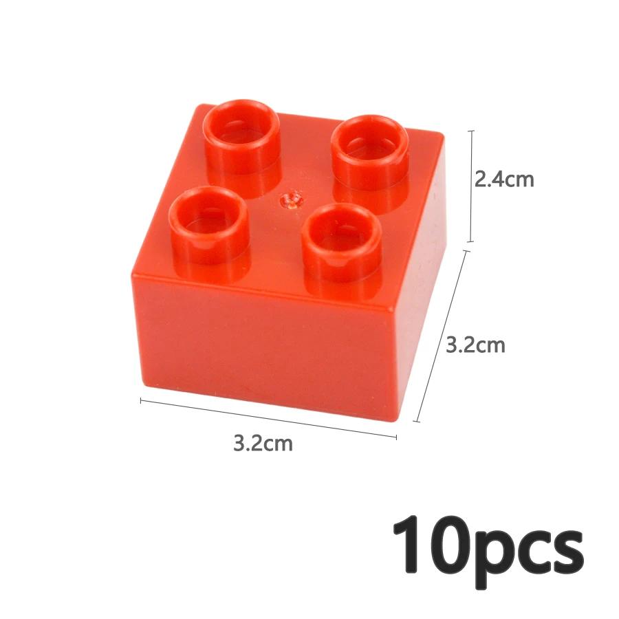 10Pcs 2X2 Dot Big Size Colorful Building Blocks Large Figures Thick Print Brick Toys Educational for Kid Compatible with Duploes