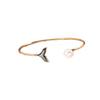 14k Gold-Plated Mother-of-Pearl Open Bracelet - Handmade Fashion Accessory for Women