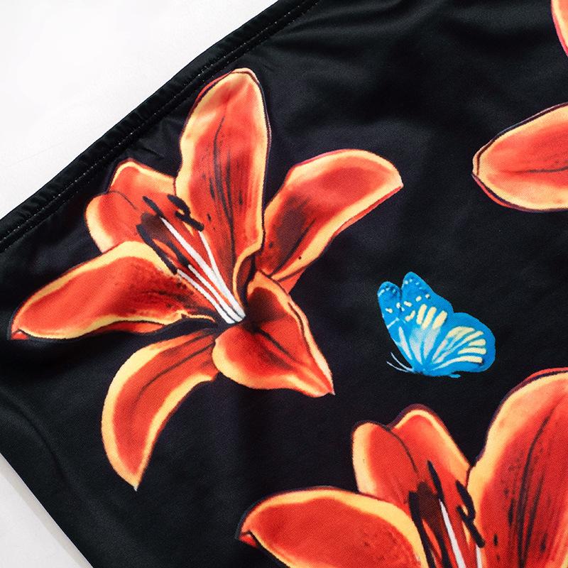 Summer Beach Sexy Off Shoulder Tube Top Ladies Party Flower Print Crop Tops Hot Girls Street Bodycon Sleeveless Underwear Holiday Strapless Tight Top