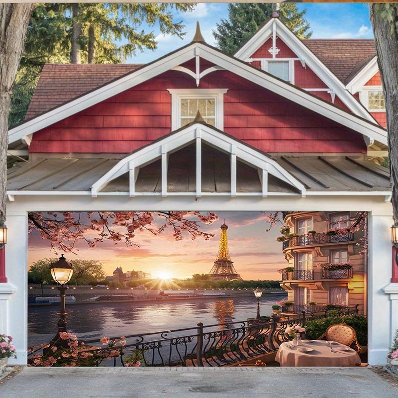 1pc Paris spring scenery background polyester wall decoration banner Eiffel Tower and river view home and room decoration