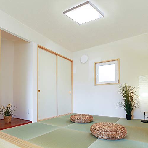 Iris Ohyama Japanese Style LED Ceiling Light Natural Wood Square Dimmable Color Adjustable Type ~8 Tatami Metal Circuit Series CL8DL-5.1JM
