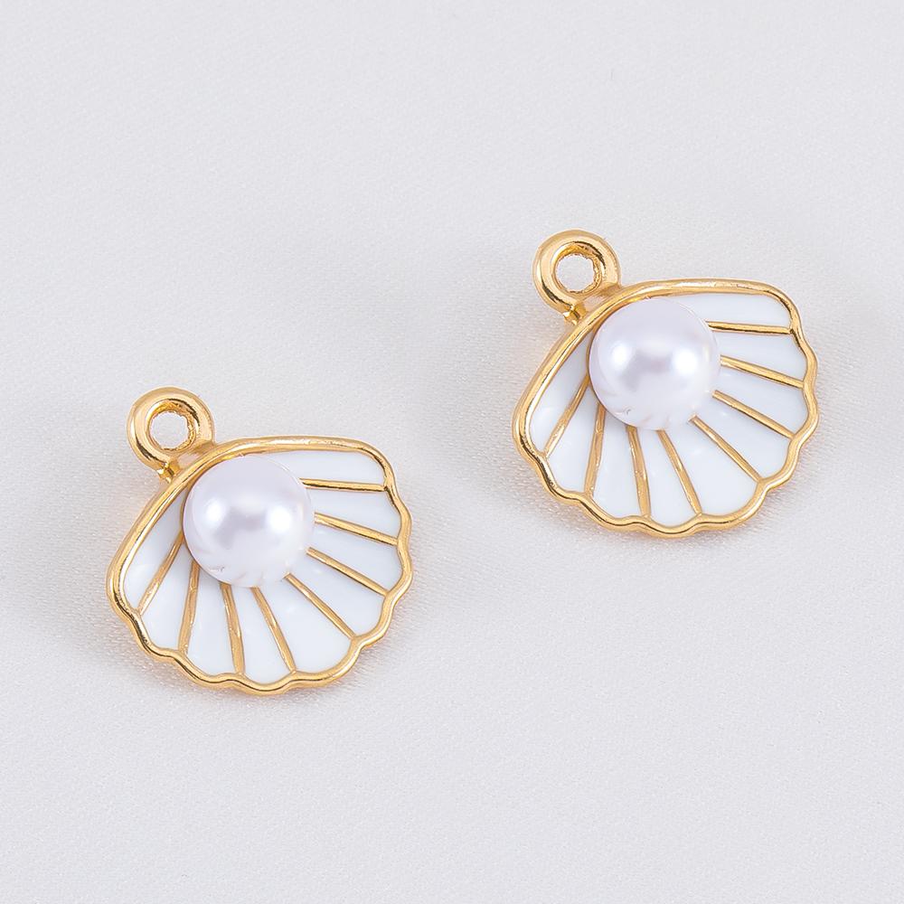 10pcs Trend White Enamel Ocean Coral Conch Fish Bones Fishtail Heart Charms Alloy Pendants DIY Necklace Keychain Jewelry Making