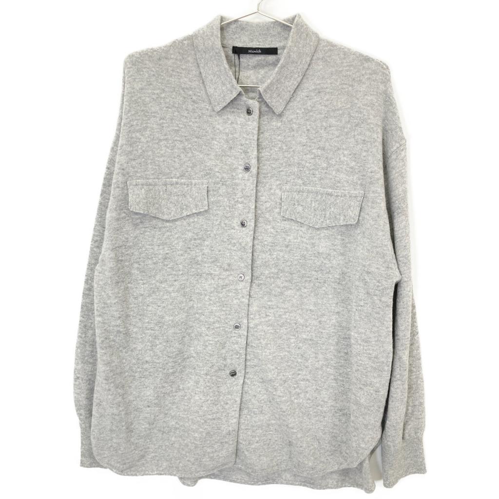 Munich Gray Super Fine Merino Wool Jersey Knit Shirt tops OS grayUsed