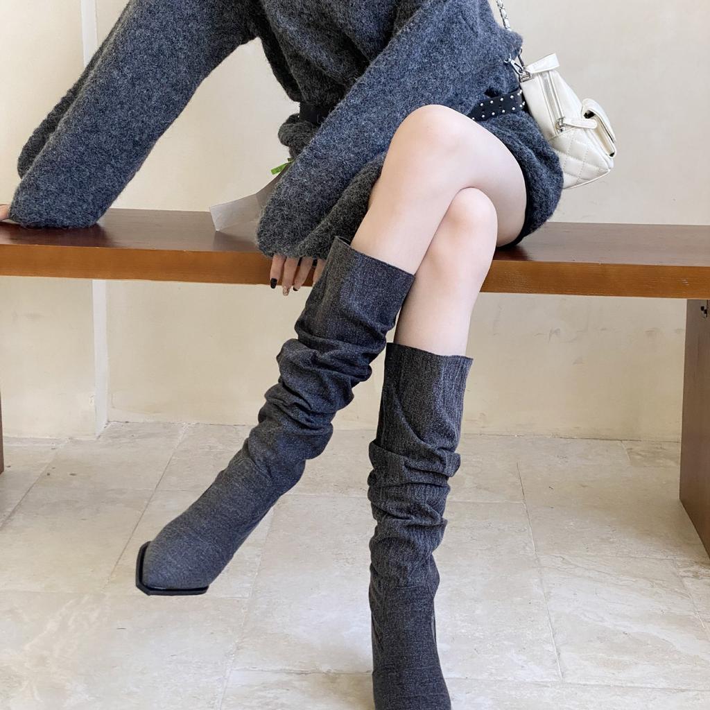 Autumn and winter new pointed head thin heel high heel temperament thin French fashion sexy beautiful boots black