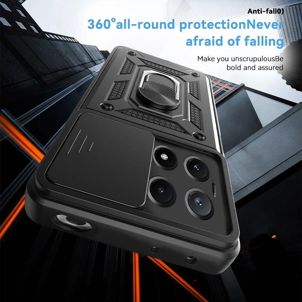 For Xiaomi Mi Poco X6 X5 Pro Camera Shockproof Armor Case For Poco X5 X6 CASES Car Magnetic Holder Ring Protect Cover