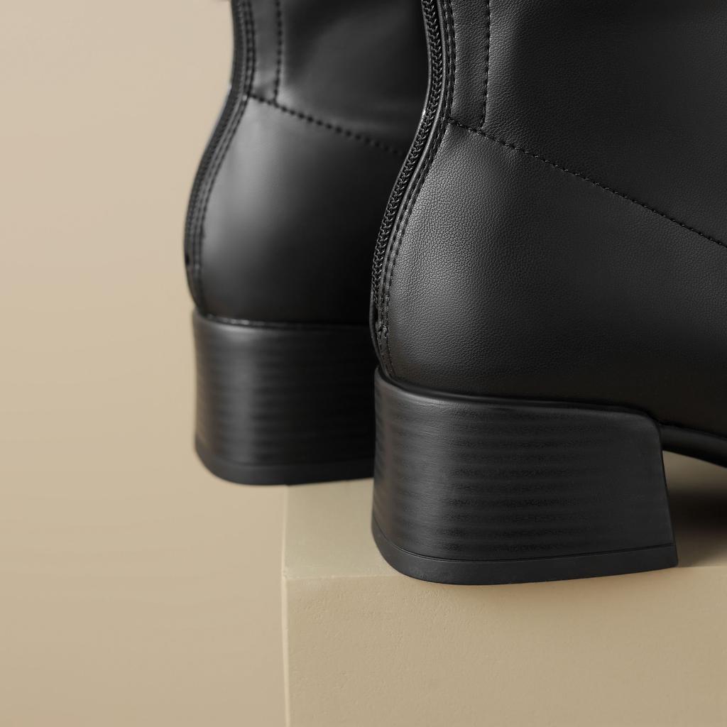 Krazing Pot Mikrofaser Herbst Winter Schuhe Dicke Mittelhohe Absätze Größe 43 Chelsea Boots Aprikose Reißverschluss Stiefeletten