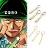 3Pcs/Set Cosplay Anime Roronoa Zoro Drop Earrings Unisex Long Pendant Fake Earring Ear Clip for Costume Prop Jewelry Accessories