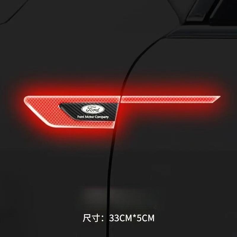 LRJF5 Car Door Reflective Sticker Safety Warning Reflector Tape For Ford ST Fusion Transit Ecosport Exterior Decal Accessories Guard