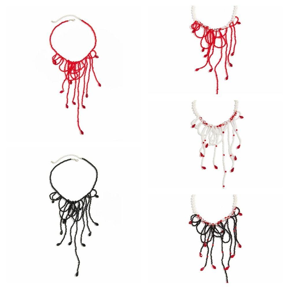 Mehrschichtige Blutstropfen Halskette Quaste Gotischer Schmuck Kreativer Halloween Choker Cosplay