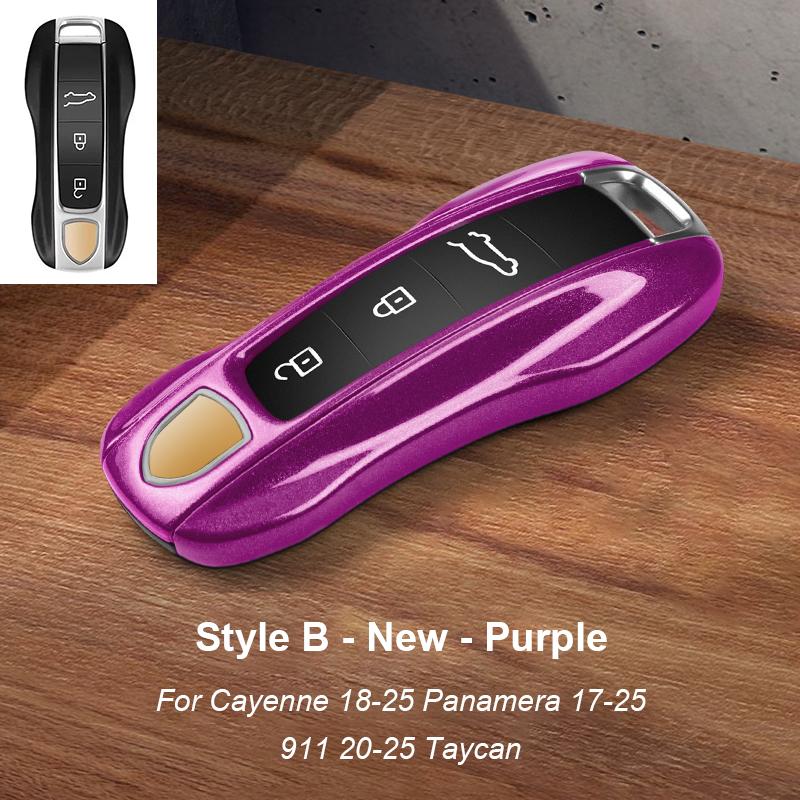 Solid Color ABS For Porsche Panamera Macan 718 Taycan 911 Cayman Boxster 971 Remote Smart Car Key Case Cover Car Accessories