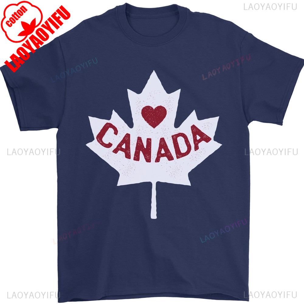 Canada Heart Tshirt Canadian Flag Unisex TShirt Maple Leaf Graphic Printed T Shirt Men Women Fashion Crewneck Cotton Tee Tops