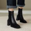 Autumn Vintage Thick Heel Women Ankle Boots Fashion Square Toe Ladies Elegant Mordern Short Booties