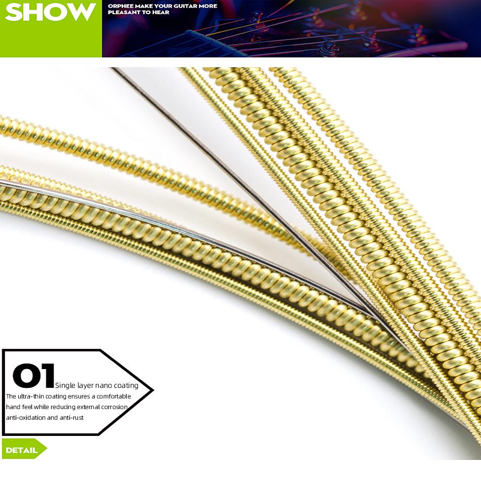 Orphee 10 Sets TX620/TX630/TX640 Acoustic Guitar Strings Set 75/25 Bronze Hexagonal Core 10-47/11-52/12-53