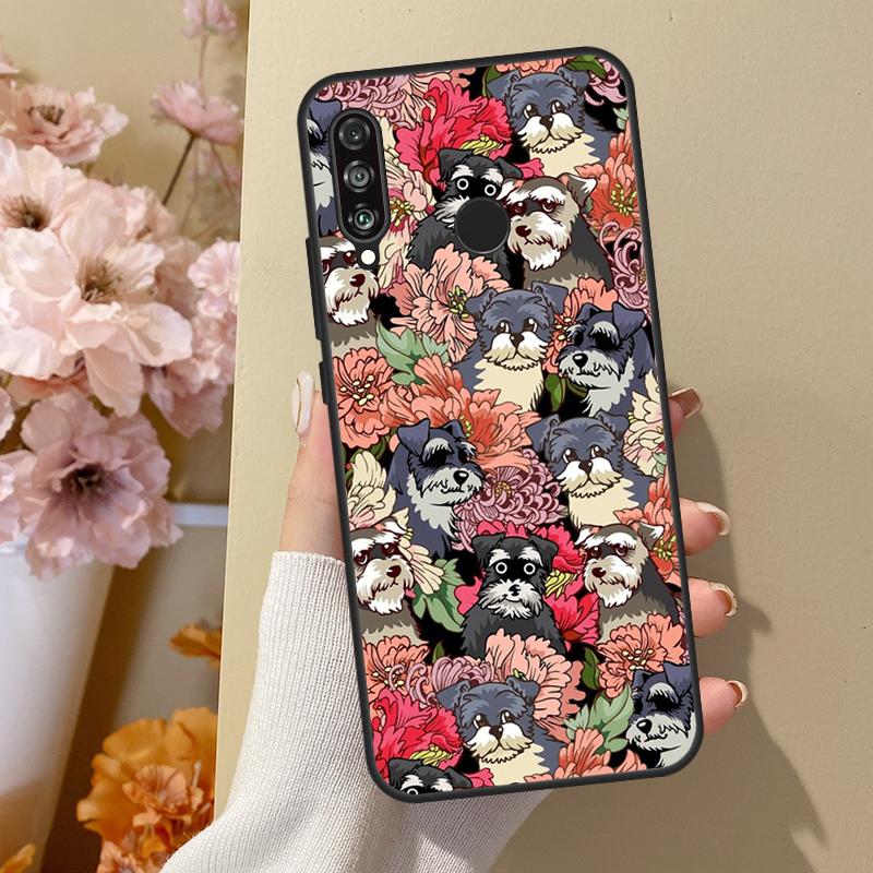 

Schnauzer Puppy Dog Art Cover For Huawei P30 Lite P40 P20 P50 Pro Nova 5T P Smart 2019 Case For Honor 50 10i 8X Huawei P30 Lite