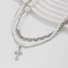 Korean Style Multi-layered Pearl Necklace Cross Women's Clavicle Chain  Women Jewelry
