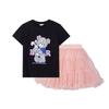Fuluomi Girls' Bear Print Mesh Skirt Set
