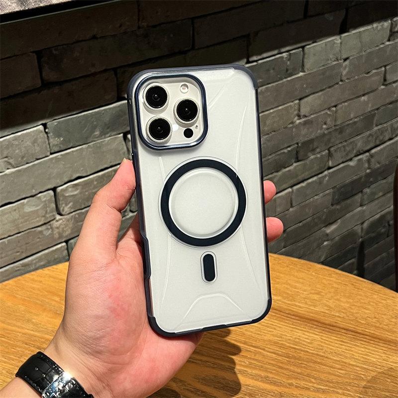Luxurious Titanium Color Magnetic Phone Case For Iphone 16 Plus 16 15 14 13 Pro Max Premium Anti-drop and Anti-Collision Phone Case