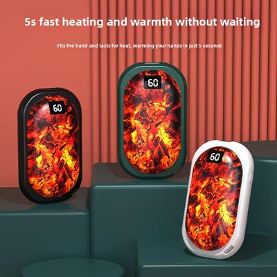 Nouveau Chauffe-mains Flamme Rechargeable USB Mini Feu de Charbon Rechargeable Grande Capacité Affichage Numérique Trois Vitesses Chauffe-mains