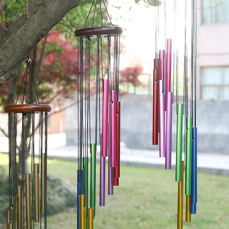 12 Tubes Aluminum Alloy Wind Chimes with Hook Gold/silver/Color Bells for Outside Home Wedding Party Memorial Decoration Gifts