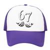 Number 67 Cartoon Handprint Sponge Mesh Cap - Adjustable Unisex Mesh Cap - Air Permeable Ventilated Street Style Urban Street-Style Sun Hat