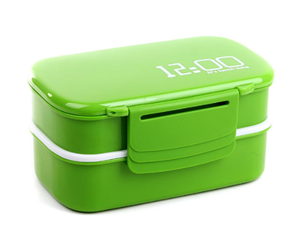 1400ml Double Layer Plastic Lunch Box with 1400ml Capacity Microwave Cooker at 12 o clock Bento Box BPA Container Food Box | Lunch Box | Bento Plastic
