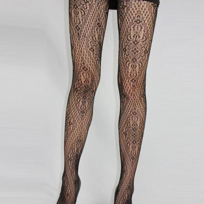 Jacquard Rose Flower Fishnet Stockings Sexy Stocking Seamless  Pantyhose Lady Tights Girl Body